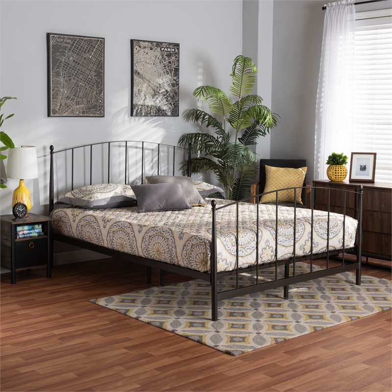 Baxton Studio Lana Black Finished Metal Queen Size Platform Bed