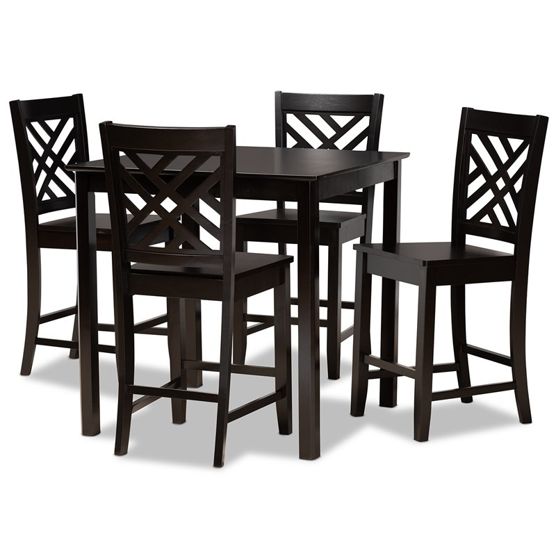 Baxton Studio Caron Dark Brown Finished Wood 5-Piece Pub Set