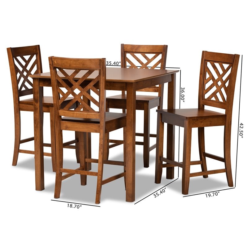 Baxton Studio Caron Walnut Brown Finished Wood 5-Piece Pub Set
