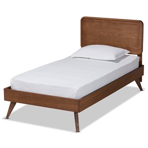 Baxton Studio Leola Walnut Brown Finished Wood Twin Size Platform Bed