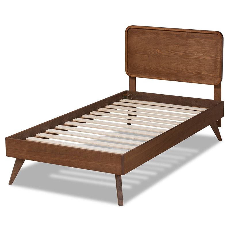Baxton Studio Leola Walnut Brown Finished Wood Twin Size Platform Bed