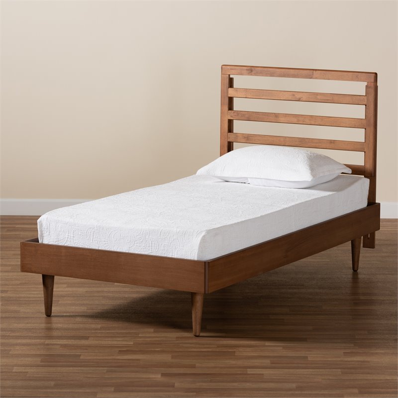 Baxton Studio Ryo Walnut Brown Finished Wood Twin Size Platform Bed