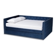 Baxton Studio Larkin Blue Velvet Upholstered Full Size Daybed with Trundle