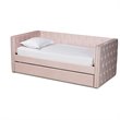 Baxton Studio Larkin Pink Velvet Upholstered Twin Size Daybed with Trundle