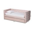 Baxton Studio Larkin Pink Velvet Upholstered Twin Size Daybed with Trundle