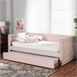 Baxton Studio Larkin Pink Velvet Upholstered Twin Size Daybed with Trundle