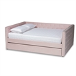 Baxton Studio Larkin Pink Velvet Upholstered Full Size Daybed with Trundle