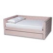 Baxton Studio Larkin Pink Velvet Upholstered Queen Size Daybed with Trundle