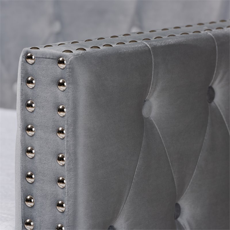 Baxton Studio Larkin Grey Velvet Upholstered Twin Size Daybed with Trundle