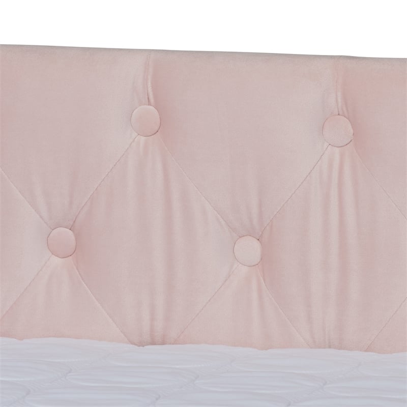 Baxton Studio Raphael Pink Velvet Upholstered Full Size Daybed with Trundle