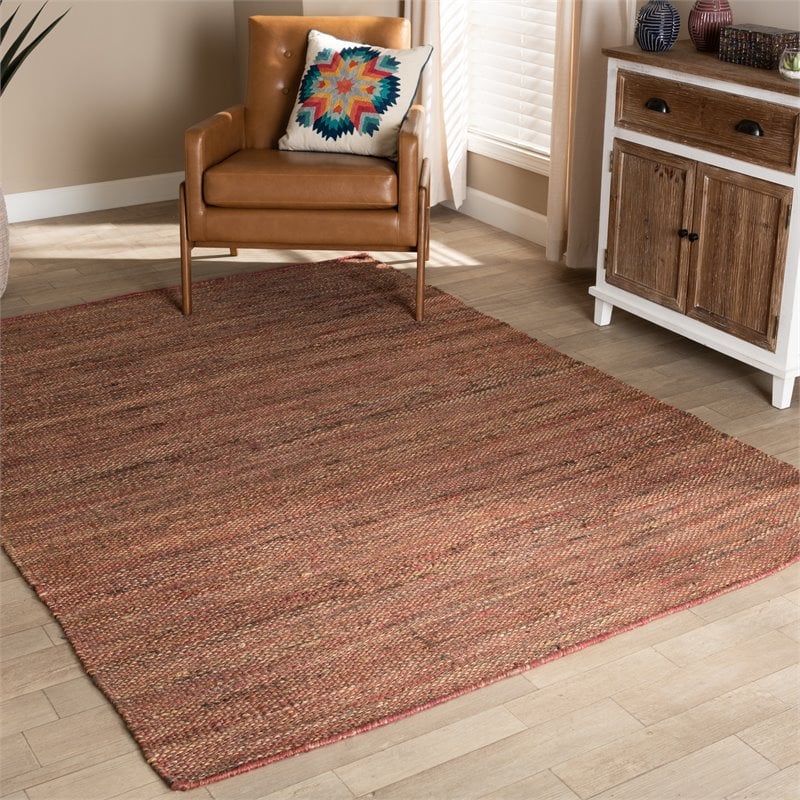 Baxton Studio Flamings Rust Handwoven Hemp Area Rug