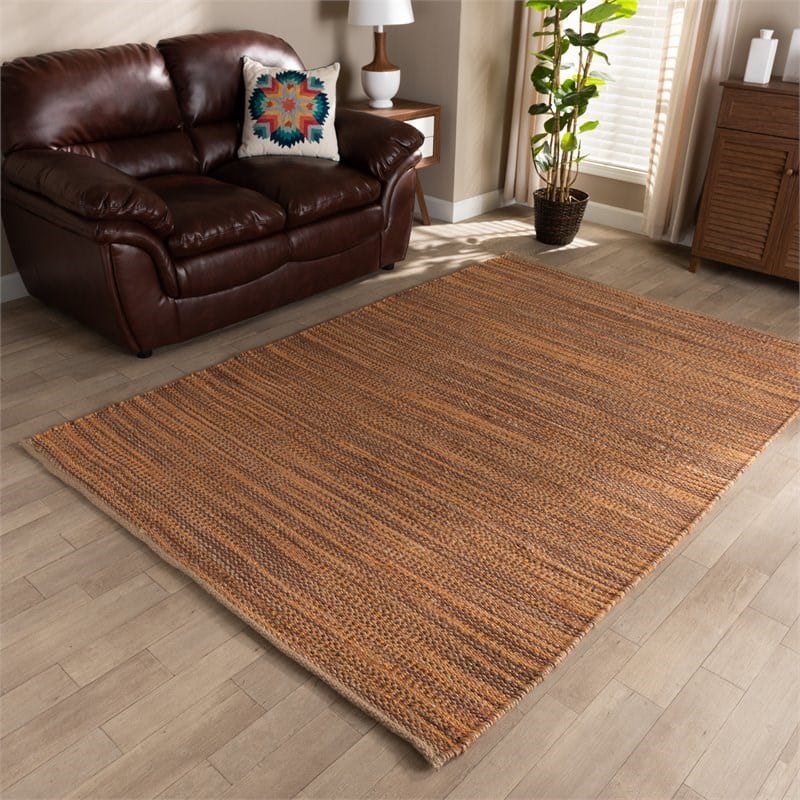 Baxton Studio Michigan Rust Handwoven Hemp Blend Area Rug
