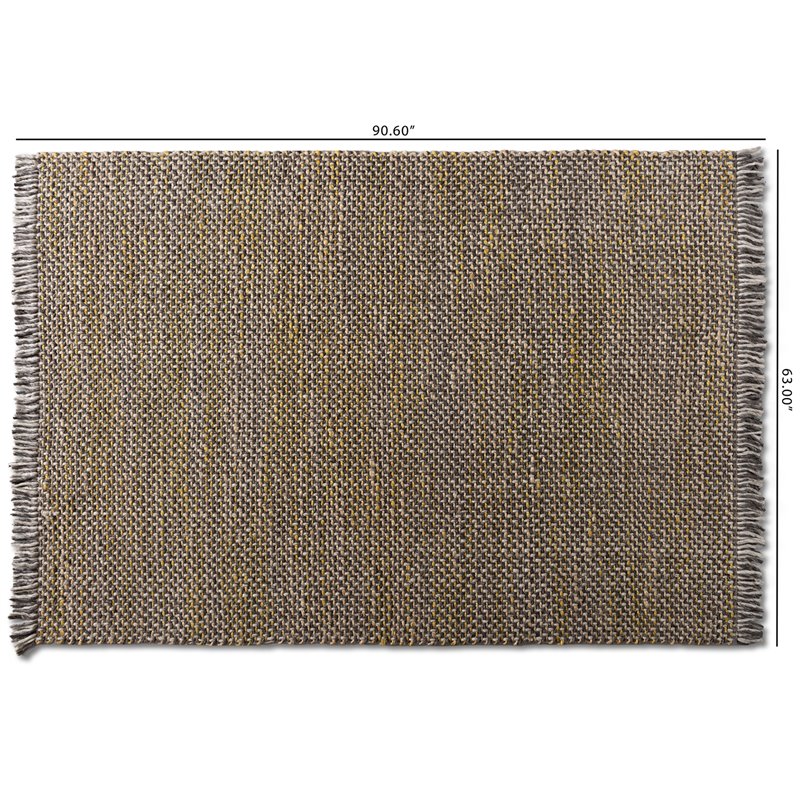 Baxton Studio Nurten Yellow and Grey Handwoven Hemp Blend Area Rug