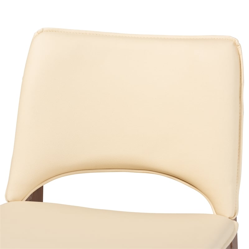 Baxton Studio Afton Beige Faux Leather and Brown Finished Dining Chair Set