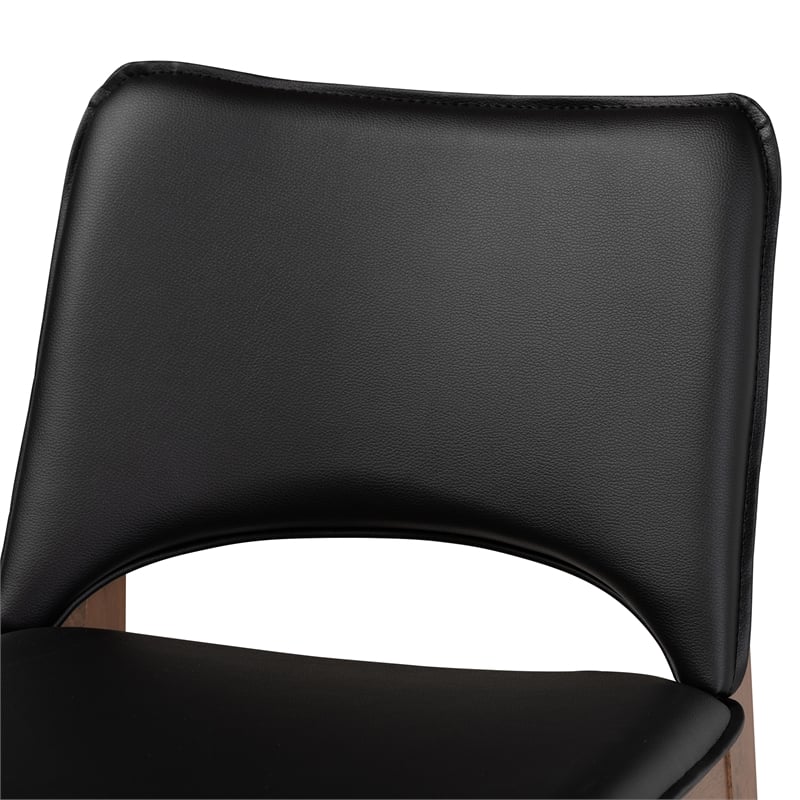 Baxton Studio Afton Black Faux Leather and Brown Finished Dining Chair Set