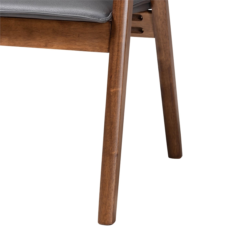 Baxton Studio Marcena Grey Leather and Brown Finished Wood Dining Chair Set