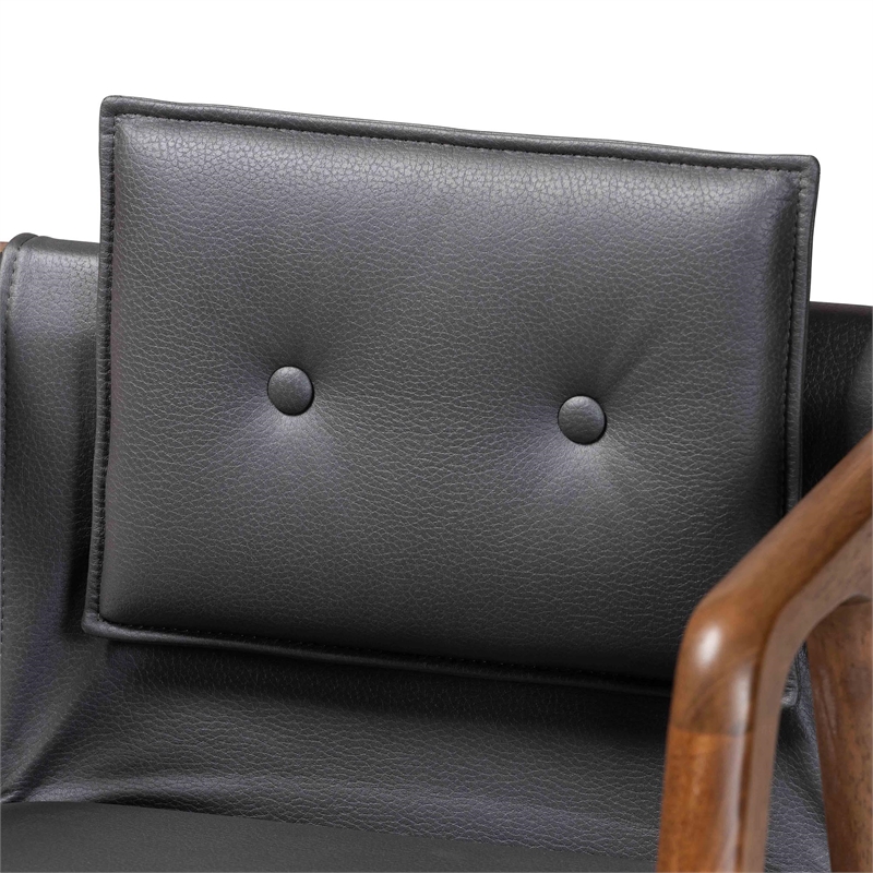 Baxton Studio Marcena Grey Leather and Brown Finished Wood Dining Chair Set