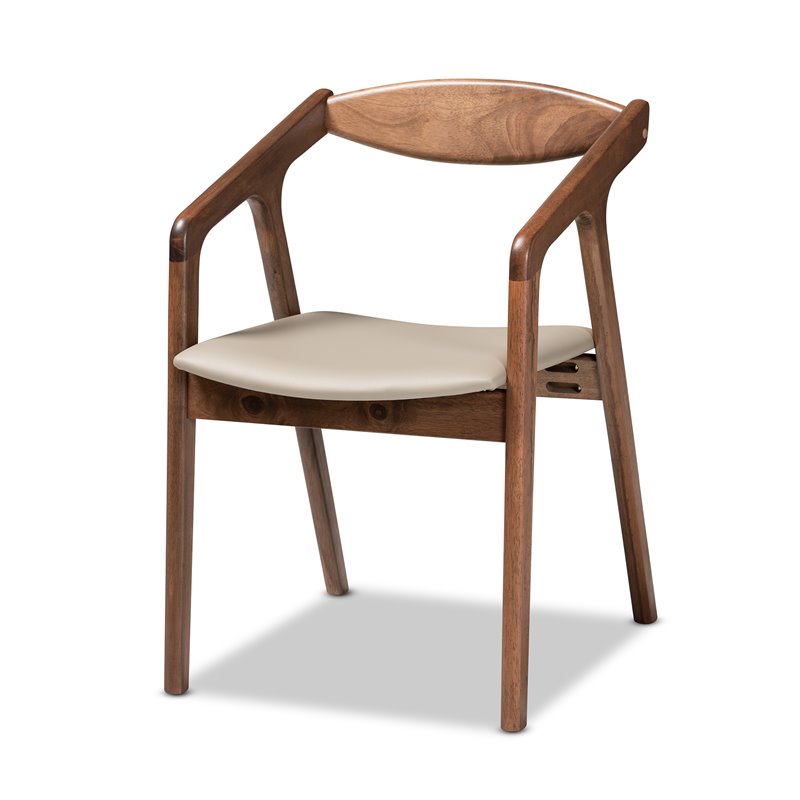 Baxton Studio Grey Faux Leather and Brown Finished Wood 7-Piece Dining Set