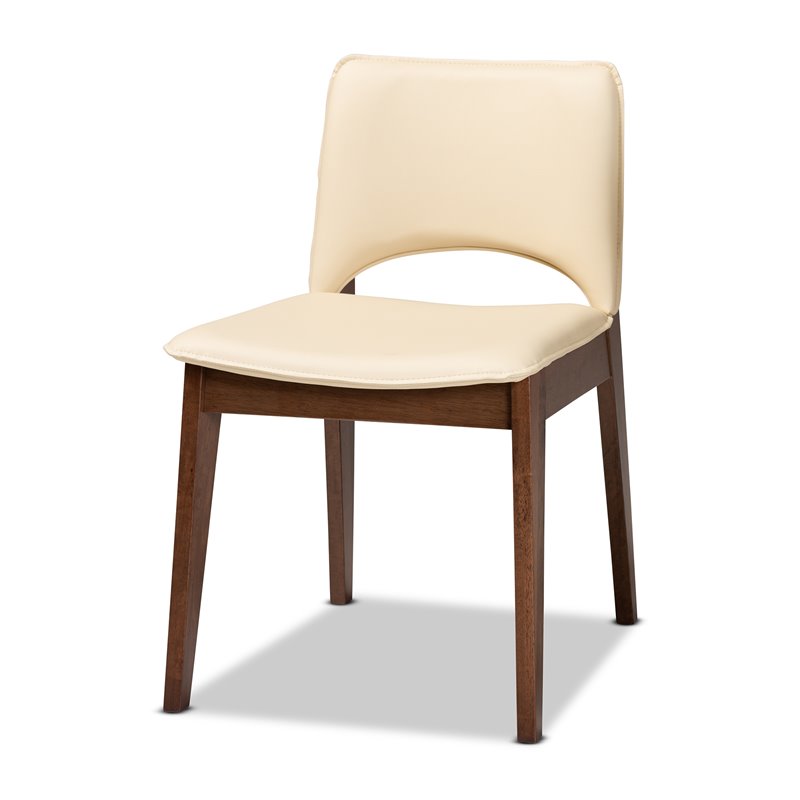 Baxton Studio Afton Beige Faux Leather and Brown Wood 7-Piece Dining Set