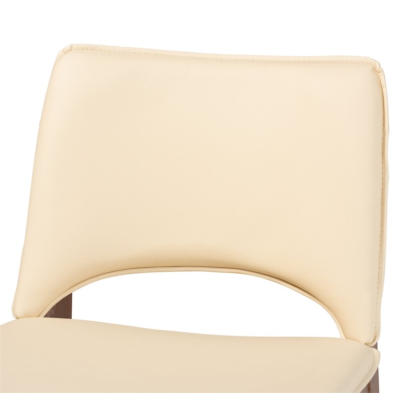 Baxton Studio Afton Beige Faux Leather and Brown Wood 7-Piece Dining Set