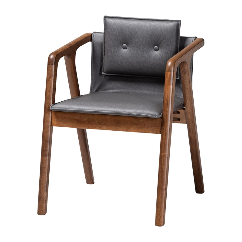 Baxton Studio Marcena Grey Leather and Brown Finished Wood 7-Piece Dining Set