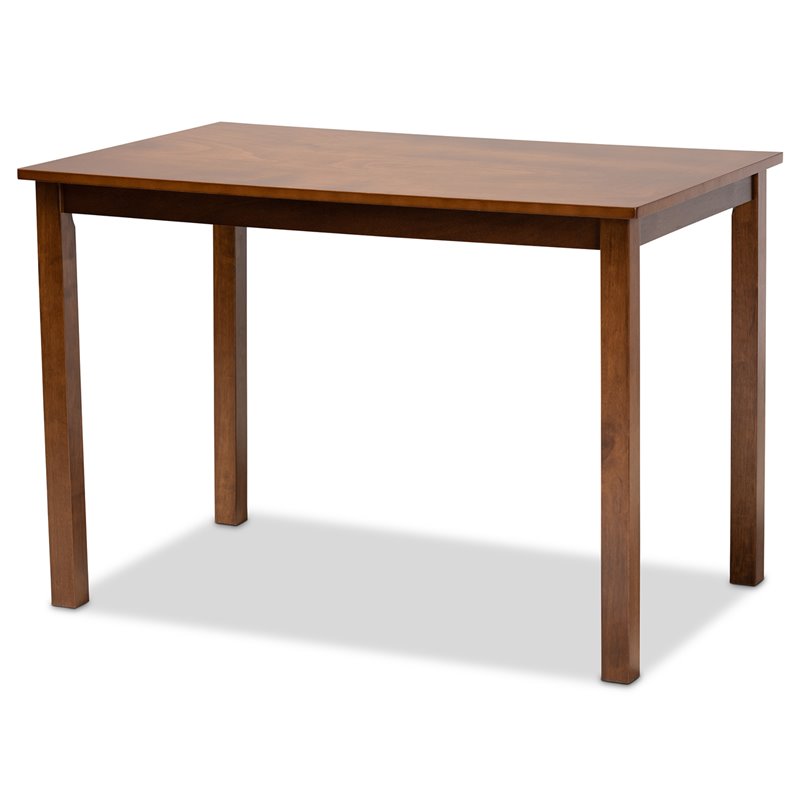 Baxton Studio Cherese Grey Fabric and Brown Finished 5-Piece Wood Dining Set