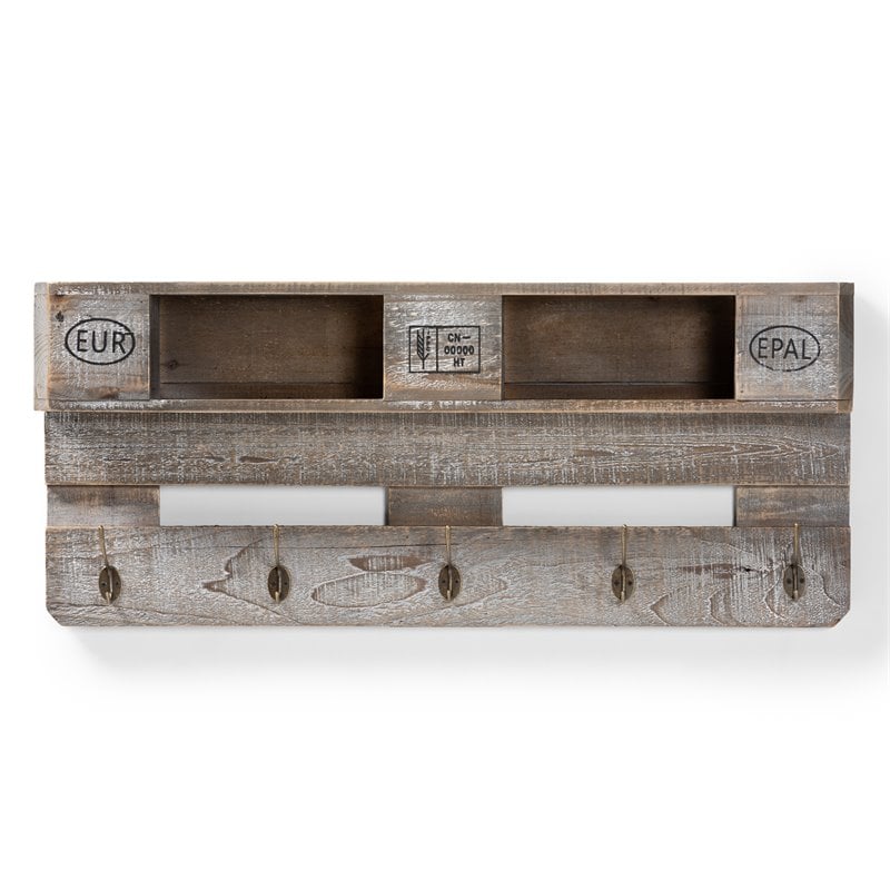 Baxton Studio Ferguson Grey Oak Finished Wood Mounted Coat Rack with Shelves