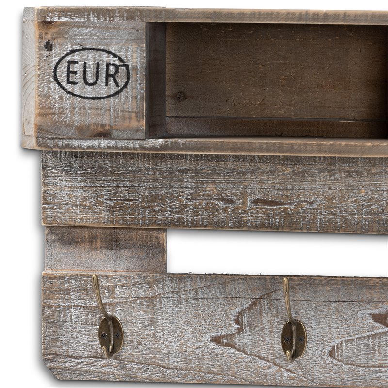Baxton Studio Ferguson Grey Oak Finished Wood Mounted Coat Rack with Shelves
