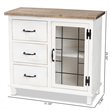 Baxton Studio Faron White and Oak Brown Finished Wood 3-Drawer Storage Cabinet