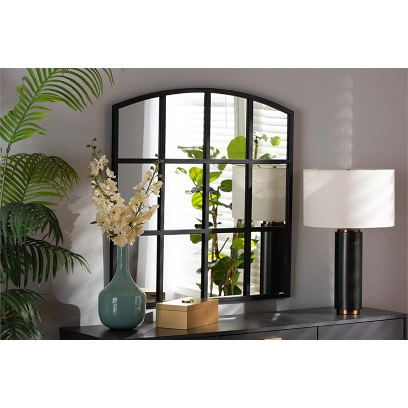 Baxton Studio Barrington Black Finished Metal Accent Wall Mirror