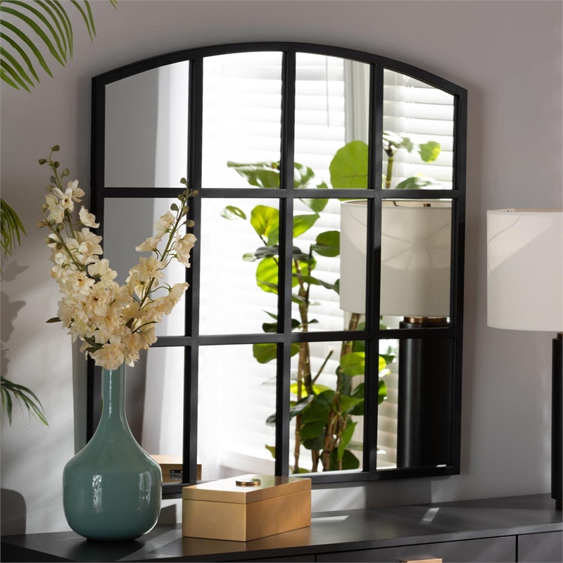 Baxton Studio Barrington Black Finished Metal Accent Wall Mirror