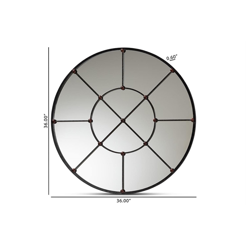 Baxton Studio Ohara Black Finished Metal Accent Wall Mirror