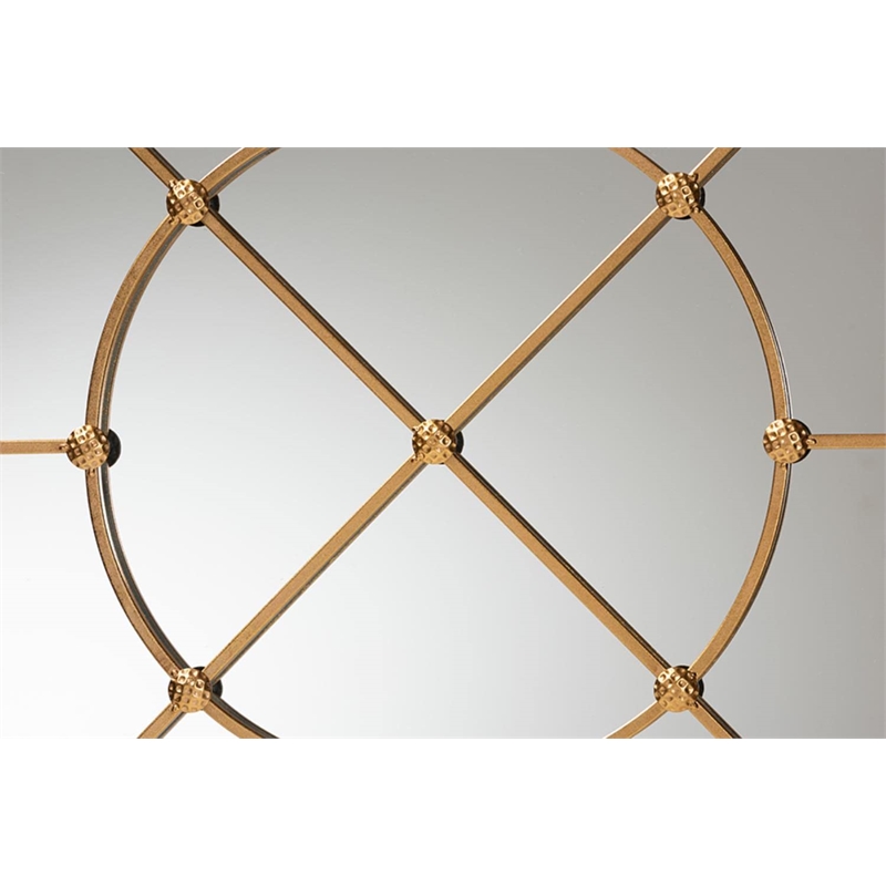 Baxton Studio Ohara Gold Finished Metal Accent Wall Mirror