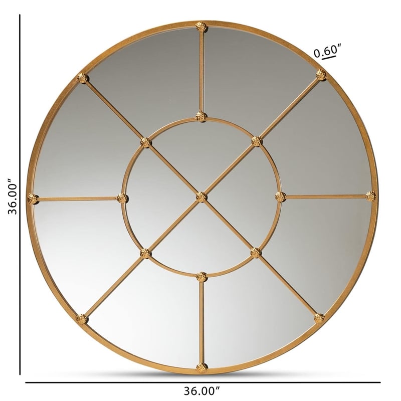 Baxton Studio Ohara Gold Finished Metal Accent Wall Mirror