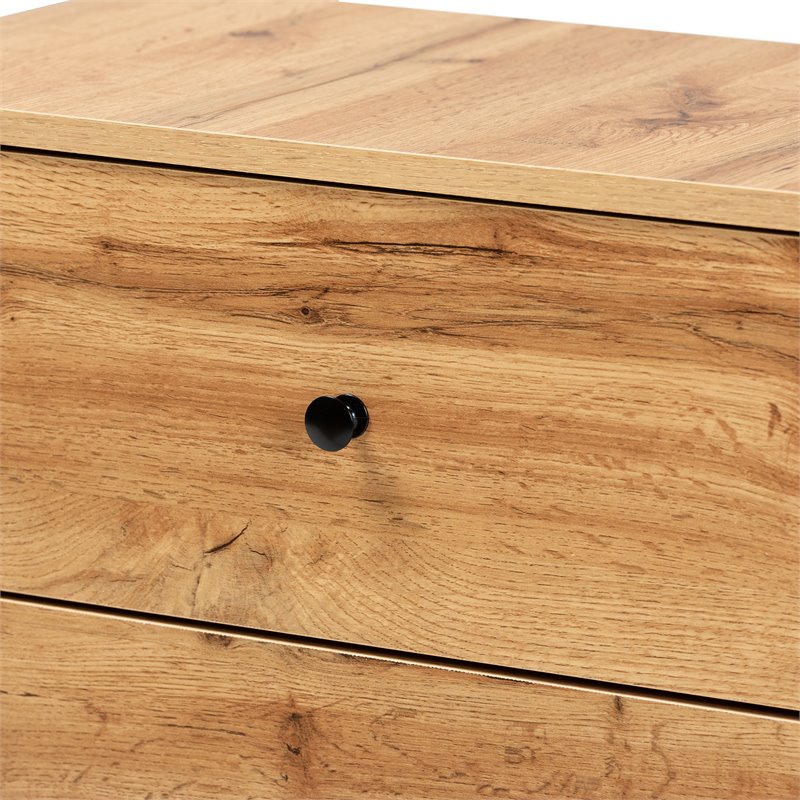 Baxton Studio Decon Oak Brown Finished Wood 3-Drawer Storage Chest