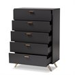 Baxton Studio Kelson Dark Grey and Gold Finished Wood 5-Drawer Chest