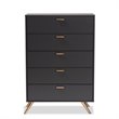 Baxton Studio Kelson Dark Grey and Gold Finished Wood 5-Drawer Chest