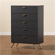 Baxton Studio Kelson Dark Grey and Gold Finished Wood 5-Drawer Chest