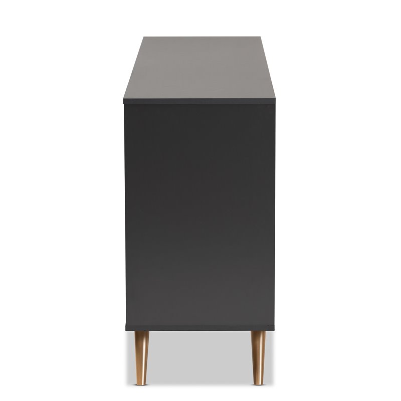 Baxton Studio Kelson Dark Grey and Gold Finished Wood 6-Drawer Dresser
