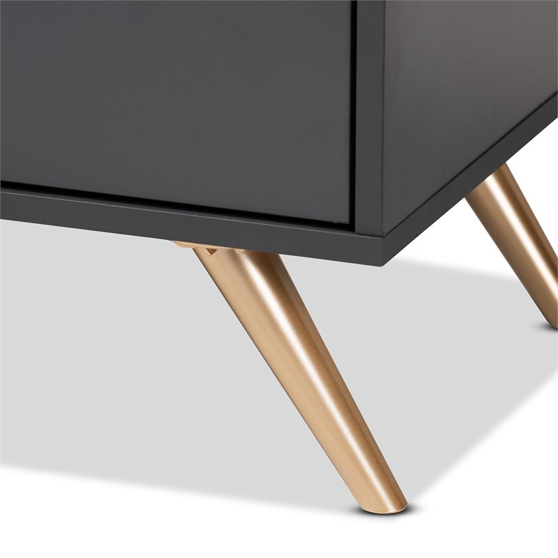 Baxton Studio Kelson Dark Grey and Gold Finished Wood 6-Drawer Dresser