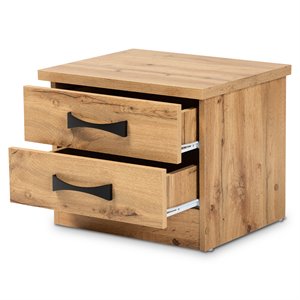 baxton studio colburn oak brown finished wood 2-drawer nightstand