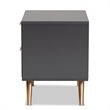 Baxton Studio Kelson Dark Grey and Gold Finished Wood 2-Drawer Nightstand
