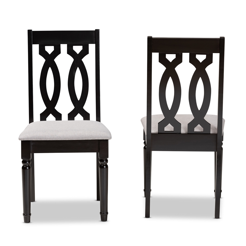 Baxton Studio Cherese Grey and Dark Brown Finished Wood 2-Piece Dining Chair Set