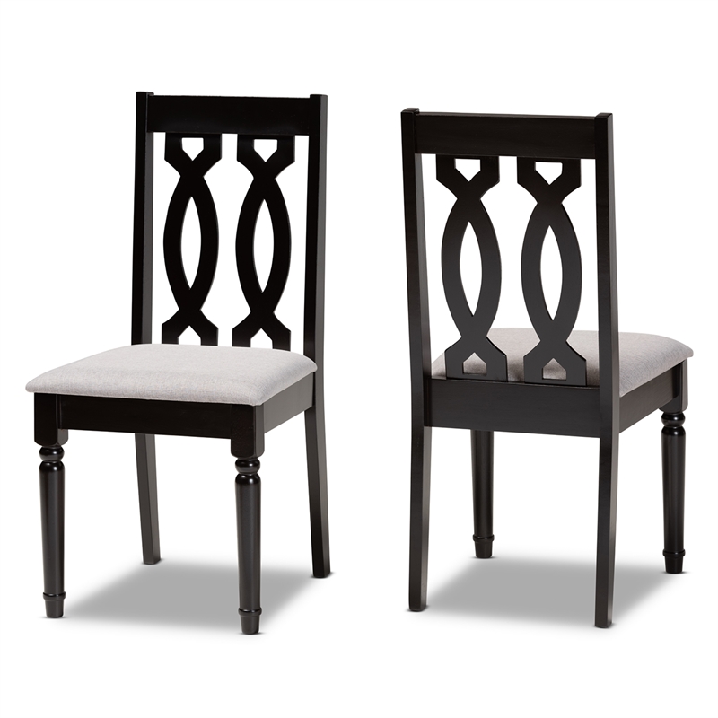 Baxton Studio Cherese Grey and Dark Brown Finished Wood 2-Piece Dining Chair Set