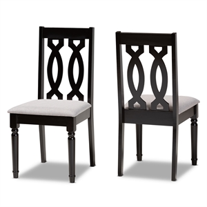 Baxton Studio Cherese Grey and Dark Brown Finished Wood 2-Piece Dining Chair Set