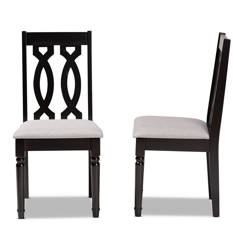 Baxton Studio Cherese Grey and Dark Brown Finished Wood 2-Piece Dining Chair Set