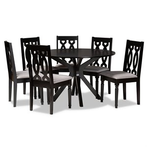 Baxton Studio Callie Grey and Dark Brown Finished Wood 7-Piece Dining Set