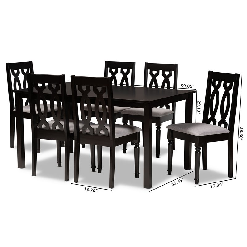 Baxton Studio Cherese Grey and Dark Brown Finished Wood 7-Piece Dining Set