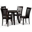 Baxton Studio Zala Dark Brown Finished Wood 5-Piece Dining Set