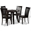 Baxton Studio Zala Dark Brown Finished Wood 5-Piece Dining Set